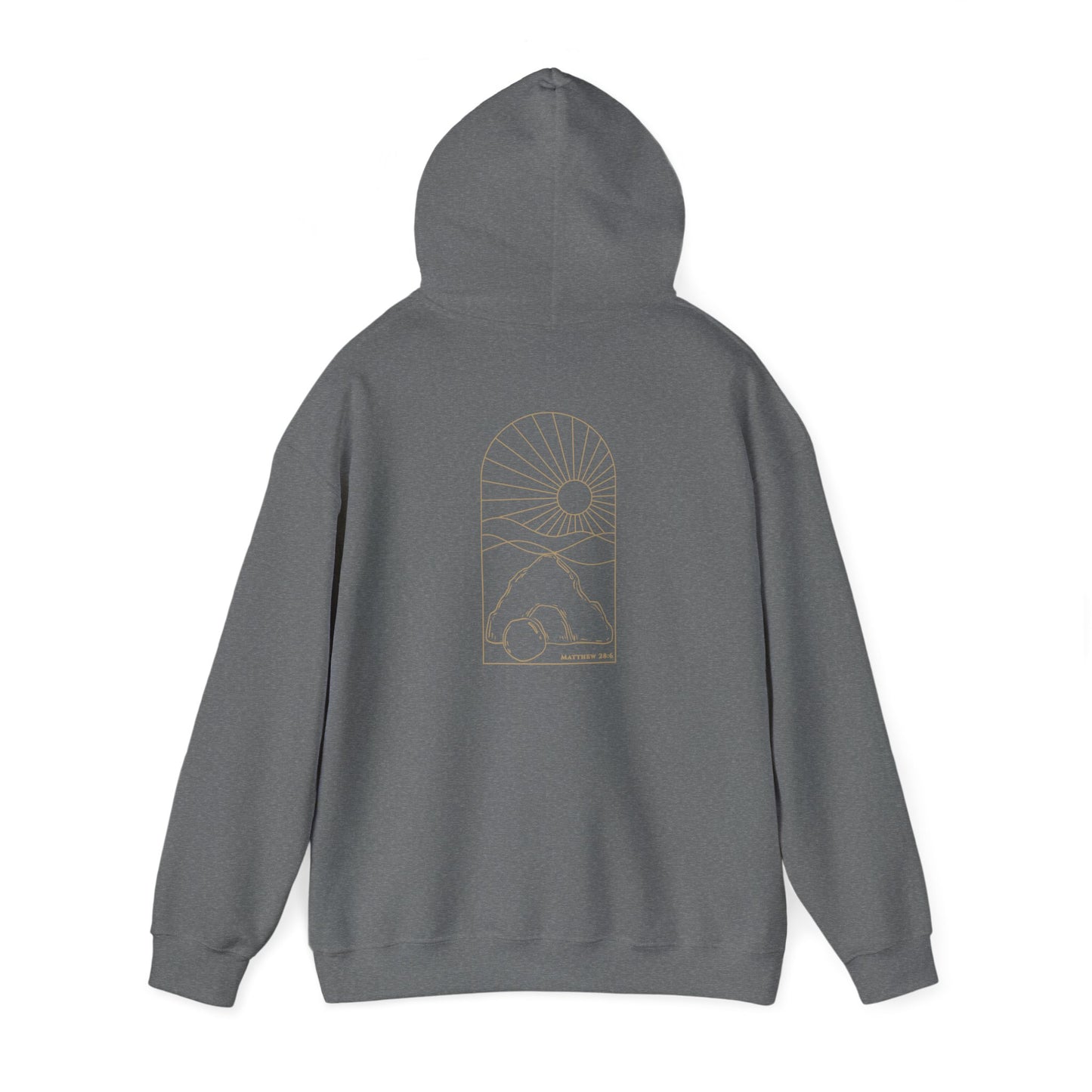 Risen Tomb – Matthew 28:6 Hoodie (Back Print)