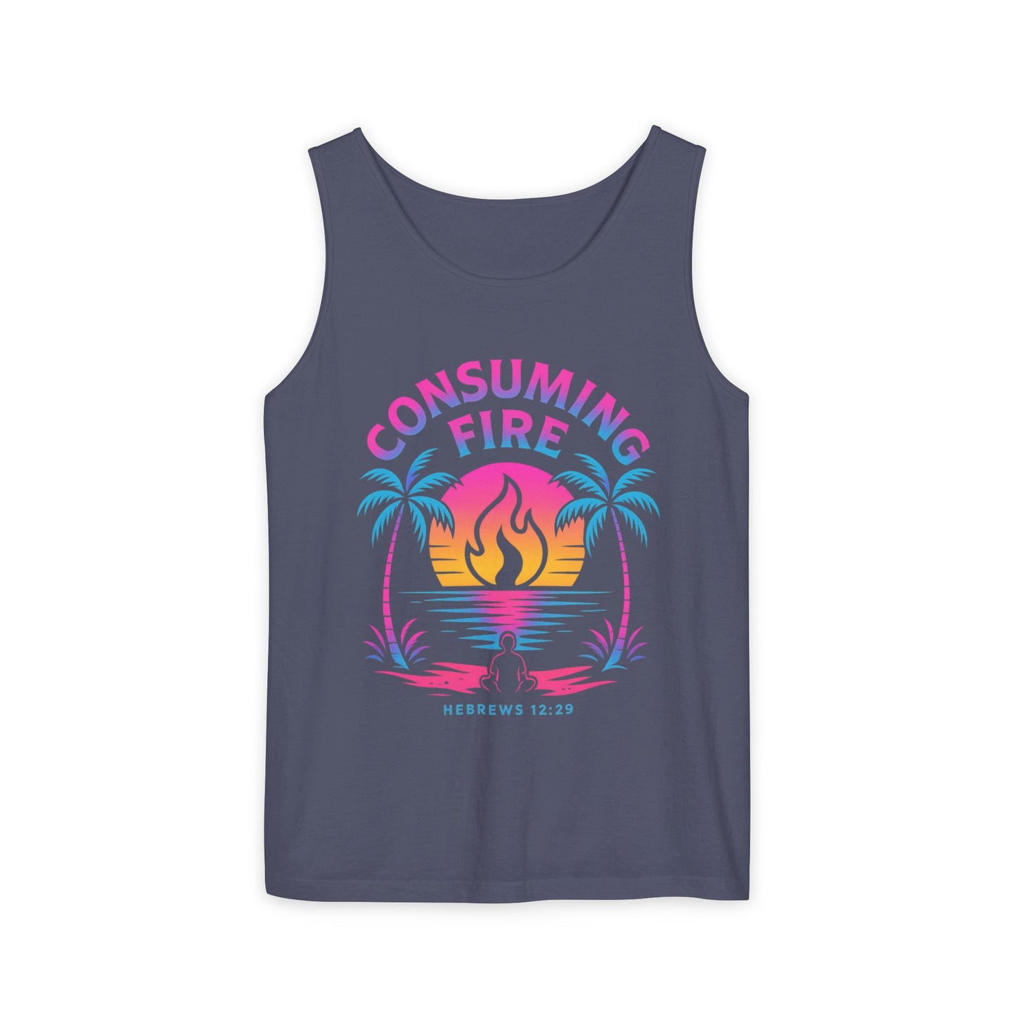 Consuming Fire – Hebrews 12:29 Neon Christian Tank Top