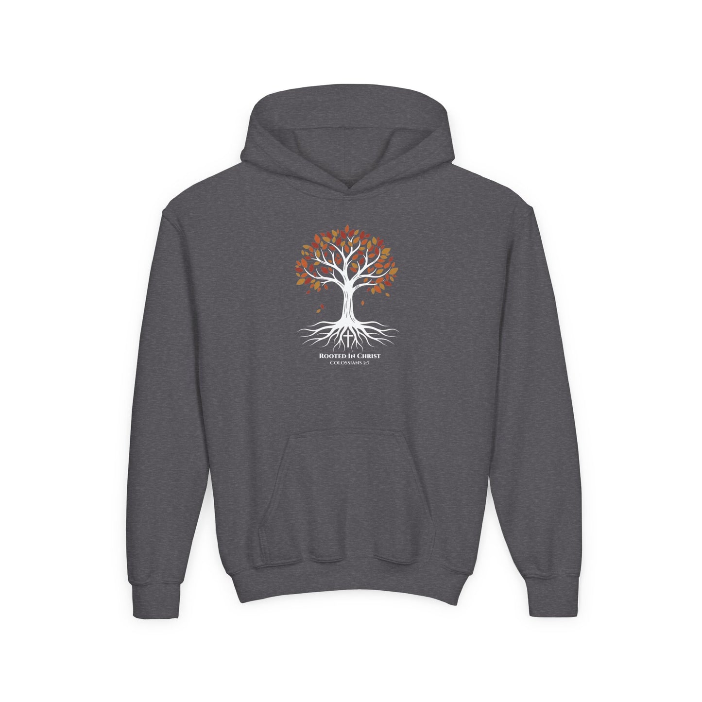 Rooted In Christ – Colossians 2:7 Youth Christian Fall Hoodie