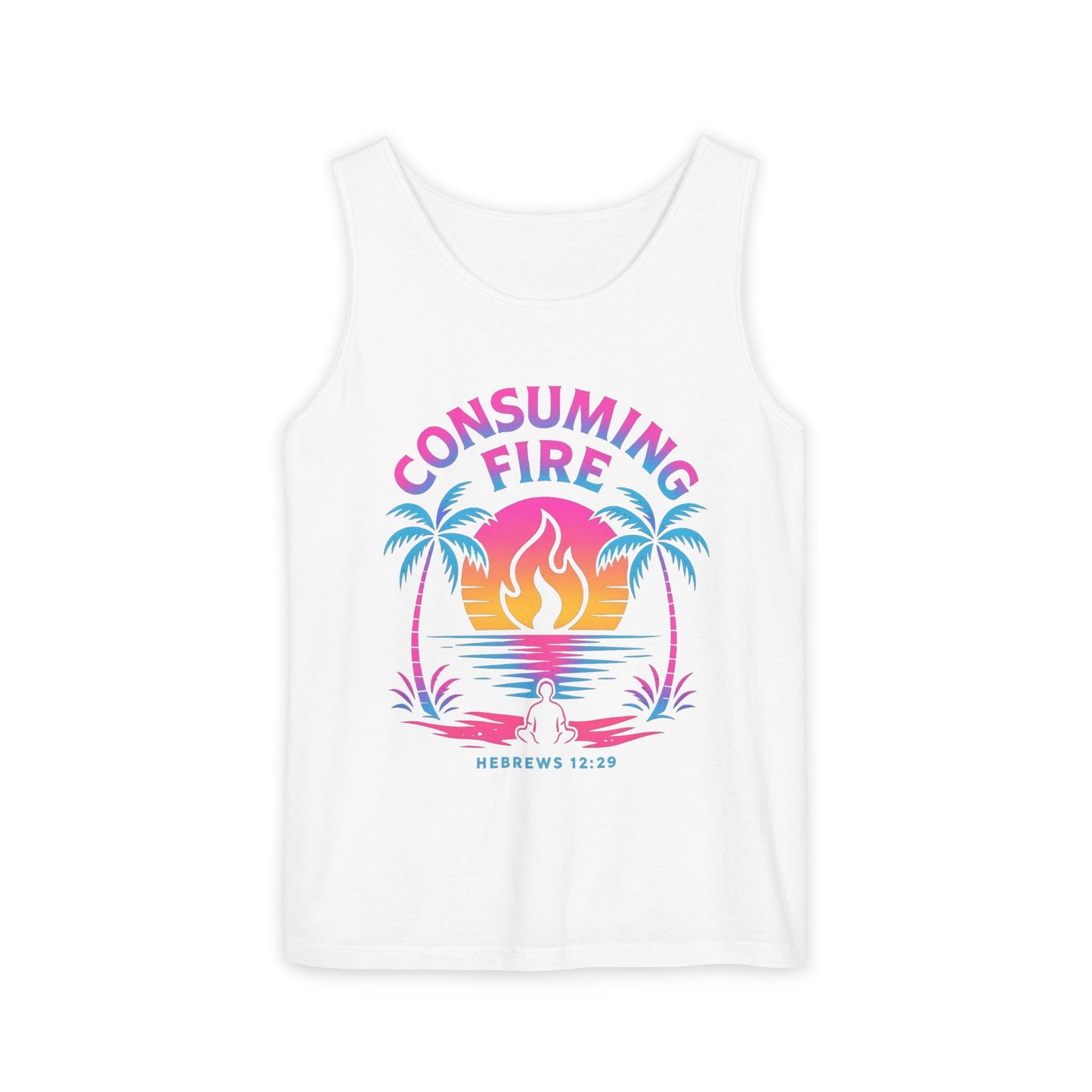 Consuming Fire – Hebrews 12:29 Neon Christian Tank Top